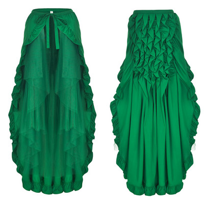 Γυναικεία Steampunk βικτοριανή φούστα Lace Up 2 Layer Ruffles Tulle Asymmetrica Φούστα Μεσαιωνικής Αναγέννησης Κορσέ Φούστες Plus Size