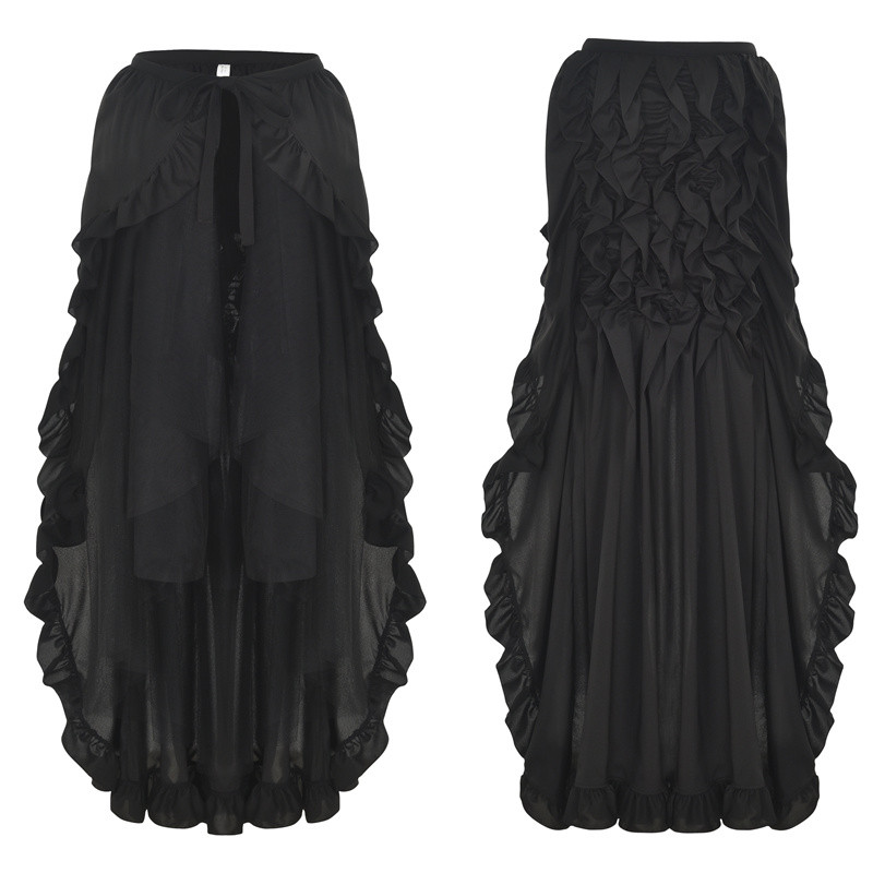 Γυναικεία Steampunk βικτοριανή φούστα Lace Up 2 Layer Ruffles Tulle Asymmetrica Φούστα Μεσαιωνικής Αναγέννησης Κορσέ Φούστες Plus Size