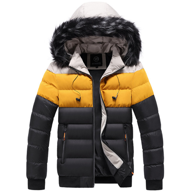 Topla pamučna jakna s jednim kopčanjem Ležerna debela topla jakna s kapuljačom Muški zimski debeli kratki kaput za mlade