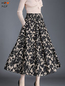 Imprimare de primăvară toamnă Plus Size 4xl fuste lungi pentru femei moda coreeană fustă elastică cu talie înaltă fuste casual elegante fuste