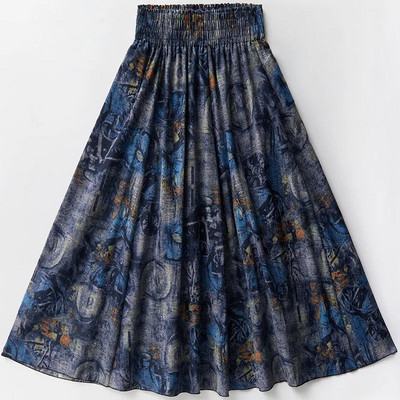 Imprimare de primăvară toamnă Plus Size 4xl fuste lungi pentru femei moda coreeană fustă elastică cu talie înaltă fuste casual elegante fuste