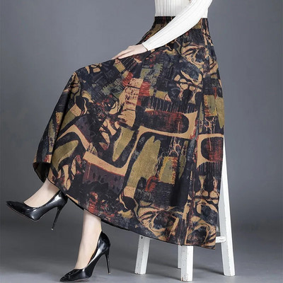 Imprimare de primăvară toamnă Plus Size 4xl fuste lungi pentru femei moda coreeană fustă elastică cu talie înaltă fuste casual elegante fuste