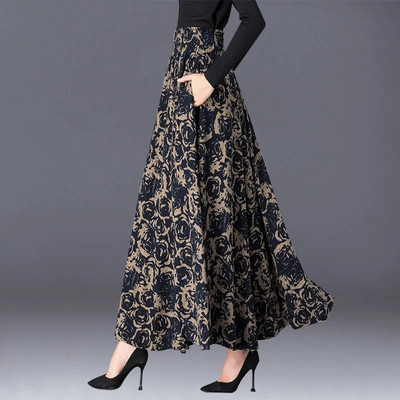 Imprimare de primăvară toamnă Plus Size 4xl fuste lungi pentru femei moda coreeană fustă elastică cu talie înaltă fuste casual elegante fuste