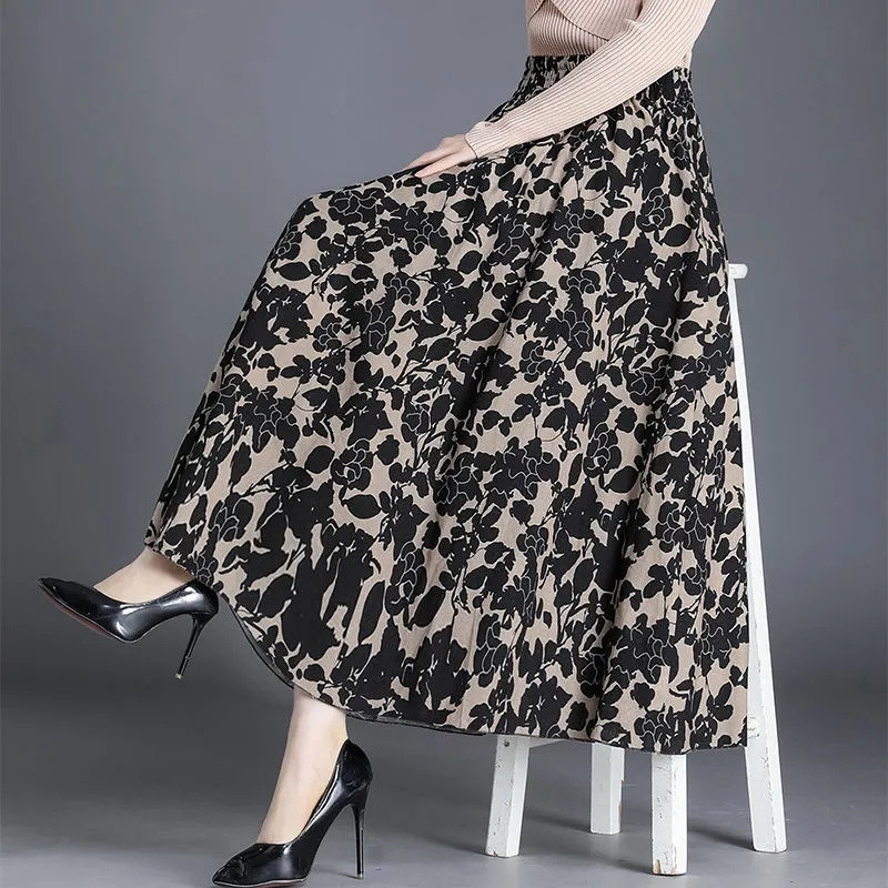 Imprimare de primăvară toamnă Plus Size 4xl fuste lungi pentru femei moda coreeană fustă elastică cu talie înaltă fuste casual elegante fuste