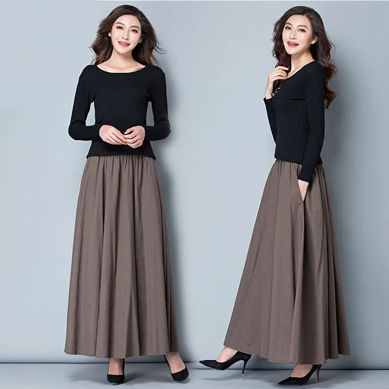 Imprimare de primăvară toamnă Plus Size 4xl fuste lungi pentru femei moda coreeană fustă elastică cu talie înaltă fuste casual elegante fuste