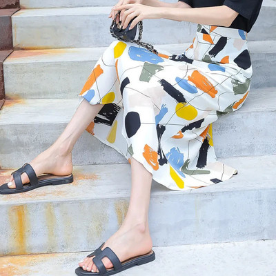 Casual μαύρο λευκό σκακιέρα συν μέγεθος 5xl γυναικεία φούστα ομπρέλα Ελαστική ψηλόμεση πλισέ φούστα σε γραμμή Α Μακρυές φούστες παντού