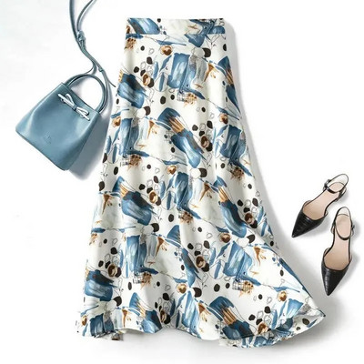 Casual μαύρο λευκό σκακιέρα συν μέγεθος 5xl γυναικεία φούστα ομπρέλα Ελαστική ψηλόμεση πλισέ φούστα σε γραμμή Α Μακρυές φούστες παντού