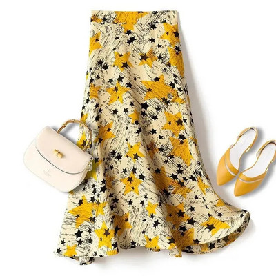 Casual μαύρο λευκό σκακιέρα συν μέγεθος 5xl γυναικεία φούστα ομπρέλα Ελαστική ψηλόμεση πλισέ φούστα σε γραμμή Α Μακρυές φούστες παντού