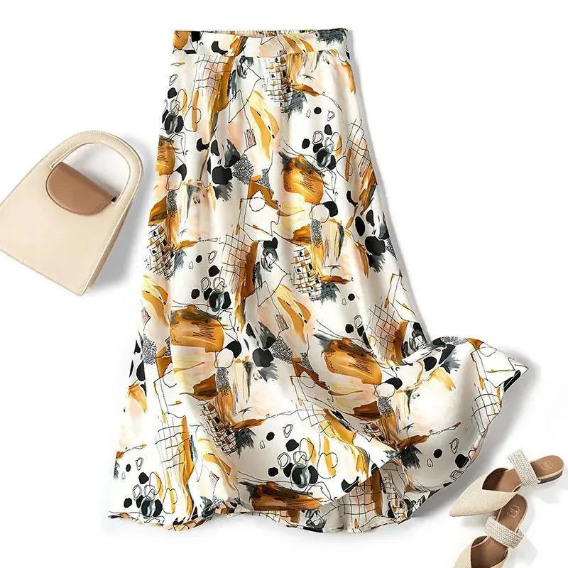 Casual μαύρο λευκό σκακιέρα συν μέγεθος 5xl γυναικεία φούστα ομπρέλα Ελαστική ψηλόμεση πλισέ φούστα σε γραμμή Α Μακρυές φούστες παντού