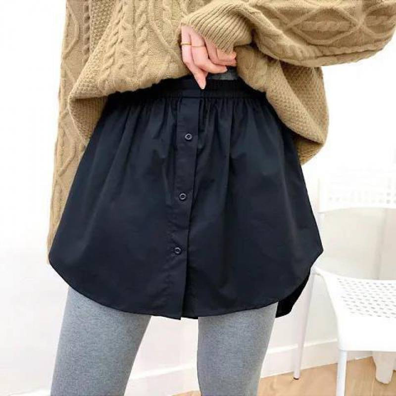 Fusta de sus falsă cu talie înaltă Mini-fustă reglabilă Sweep inferioară Stratificare Jumătate de lungime Fusta sub fals Split A Version Fuste