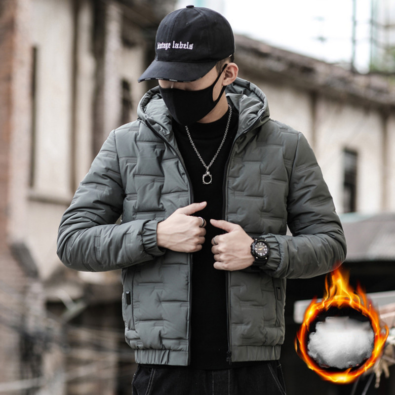 Tople pufer jakne s kapuljačom Muške uske pamučne podstavljene jakne Jesen Zima Korejska modna odjeća Potpuno nova ulična odjeća