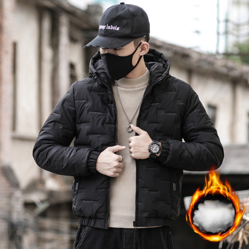Tople pufer jakne s kapuljačom Muške uske pamučne podstavljene jakne Jesen Zima Korejska modna odjeća Potpuno nova ulična odjeća