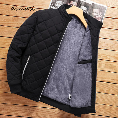 DIMUSI Winter Bomber Jacket Ανδρικά Μόδα Διαμάντι Μοτίβο Fleece σακάκι Casual Outwear Ανδρικά θερμικά ζεστά παλτό Επώνυμα ρούχα