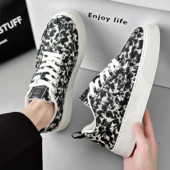 Nové jesenné a zimné potlačené pánske tenisky, trendy a módne ležérne topánky s hrubou podrážkou, pánske šnurovacie topánky s hrubou podrážkou