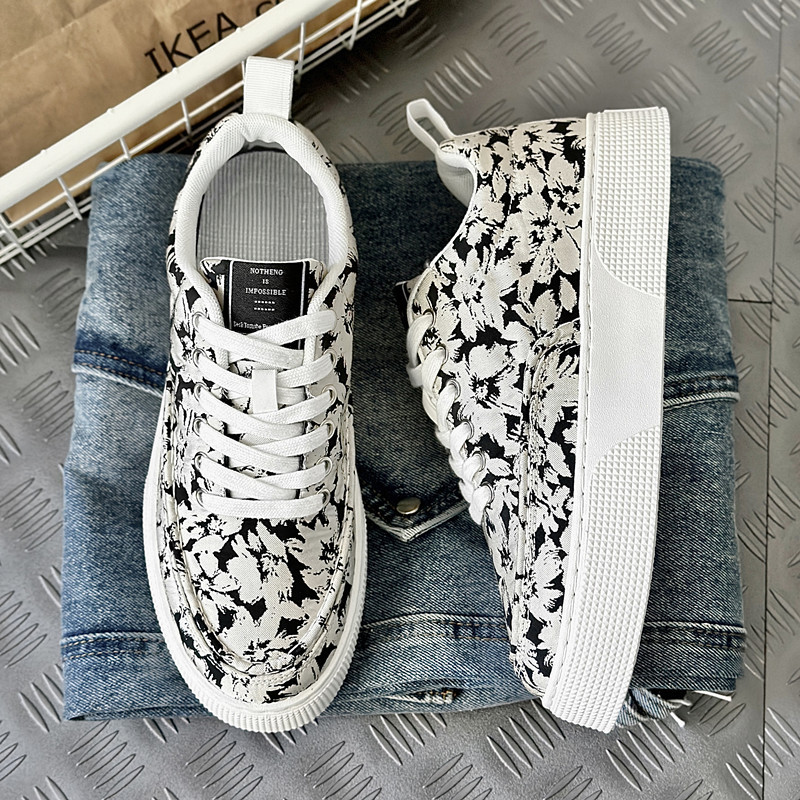 Nové jesenné a zimné potlačené pánske tenisky, trendy a módne ležérne topánky s hrubou podrážkou, pánske šnurovacie topánky s hrubou podrážkou