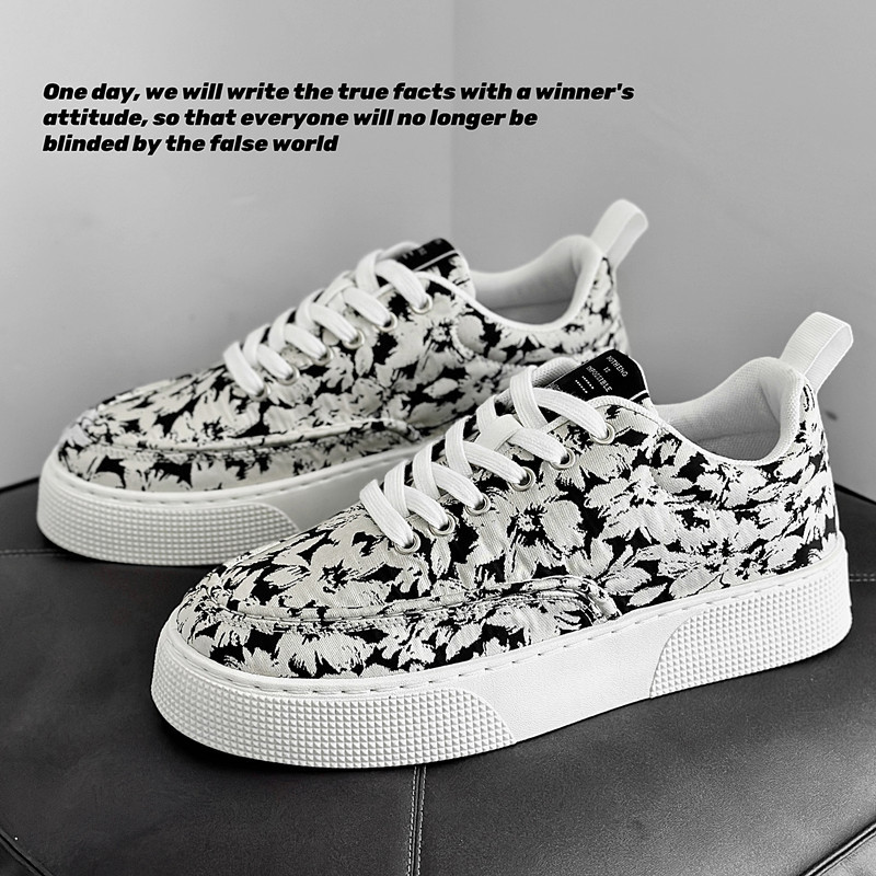 Nové jesenné a zimné potlačené pánske tenisky, trendy a módne ležérne topánky s hrubou podrážkou, pánske šnurovacie topánky s hrubou podrážkou