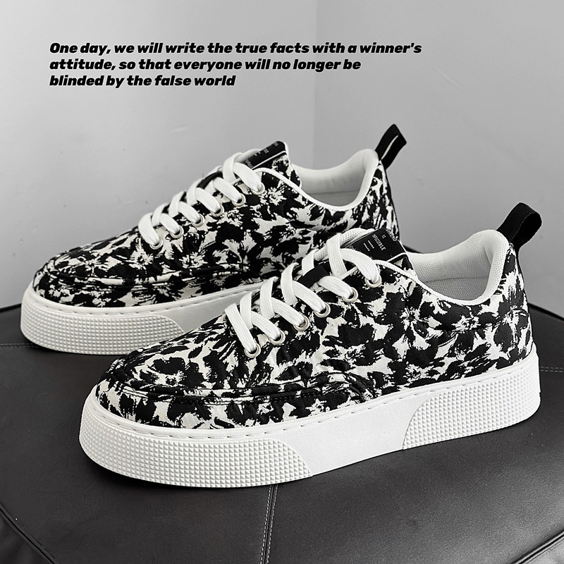 Nové jesenné a zimné potlačené pánske tenisky, trendy a módne ležérne topánky s hrubou podrážkou, pánske šnurovacie topánky s hrubou podrážkou