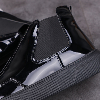 vyriški prabangūs madingi lakuoti batai juodi plokščiapadžiai platforminiai batai pavasaris ruduo botos kulkšnys chelsea botas hombre chaussures