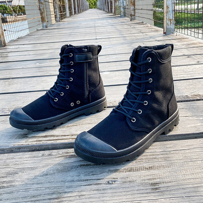 Muške visoke platnene cipele Proljeće Jesen Muške gležnjače na vezanje Vulkanizirane tenisice Bočni patentni zatvarač Cipele za slobodno vrijeme na otvorenom