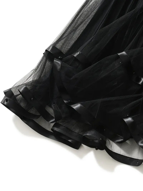 Ilgas sijonas Tvirtas aukštu juosmeniu klostuoti sluoksniuoti sijonai Korėjos mados gatvės apranga laisvalaikio tinkliniai stilingi elegantiški midi sijonai