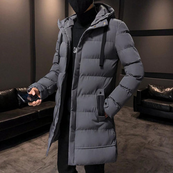 Δημοφιλές παλτό με κουκούλα Χειμερινό ανδρικό μπουφάν Κουκούλα με φερμουάρ Τσέπες Αντιανεμικό αντιανεμικό