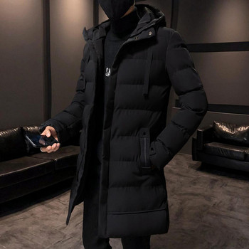 Δημοφιλές παλτό με κουκούλα Χειμερινό ανδρικό μπουφάν Κουκούλα με φερμουάρ Τσέπες Αντιανεμικό αντιανεμικό