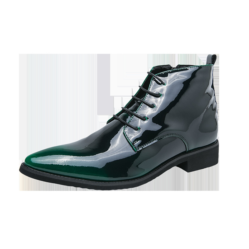 Cizme chelsea de lux Pantofi din piele strălucitoare pentru bărbați Pantofi cu vârf ascuțit Pantofi rochii pentru bărbați Cizme scurte roșii violet