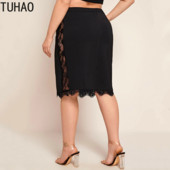 TUHAO 2020, primăvară și vară, fustă neagră din dantelă, cu șold, mărime mare, 8XL, 7XL, 6XL 5XL, sexy, elastică, cu talie înaltă, pentru mamă