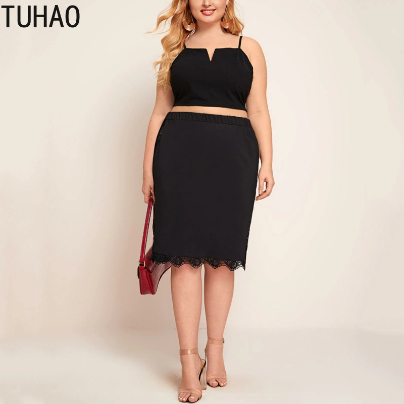 TUHAO 2020, primăvară și vară, fustă neagră din dantelă, cu șold, mărime mare, 8XL, 7XL, 6XL 5XL, sexy, elastică, cu talie înaltă, pentru mamă