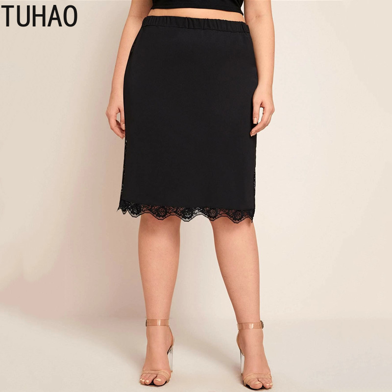 TUHAO 2020, primăvară și vară, fustă neagră din dantelă, cu șold, mărime mare, 8XL, 7XL, 6XL 5XL, sexy, elastică, cu talie înaltă, pentru mamă