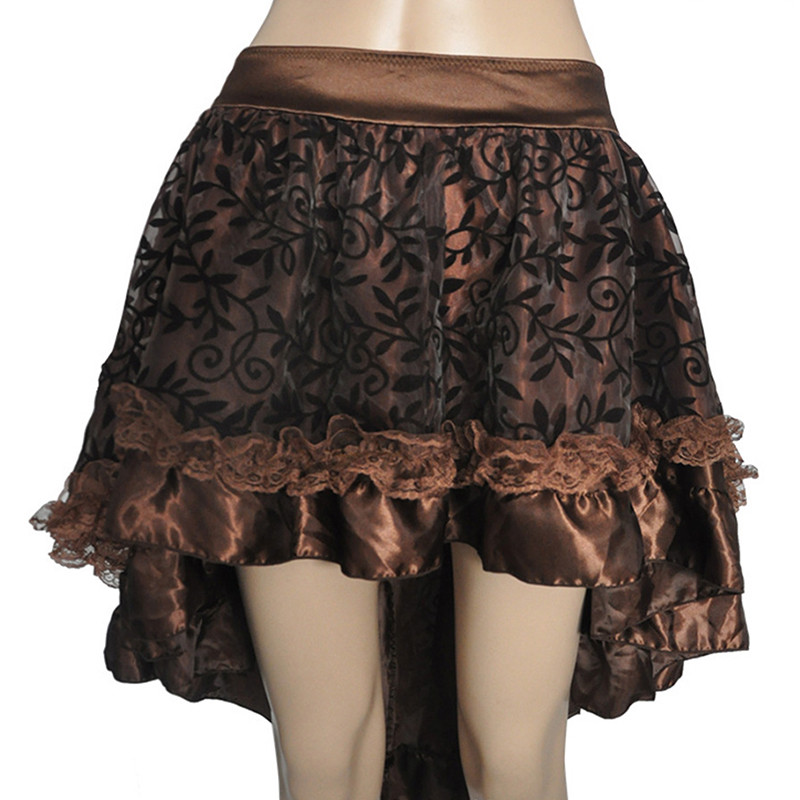 S-6XL Steampunk Gotic Coadă de rândunică Fusta Femei Mini Dantela Volană Costum Tiv Înalt Jos Tinuta de Dans Victorian pentru Fete Plus Size