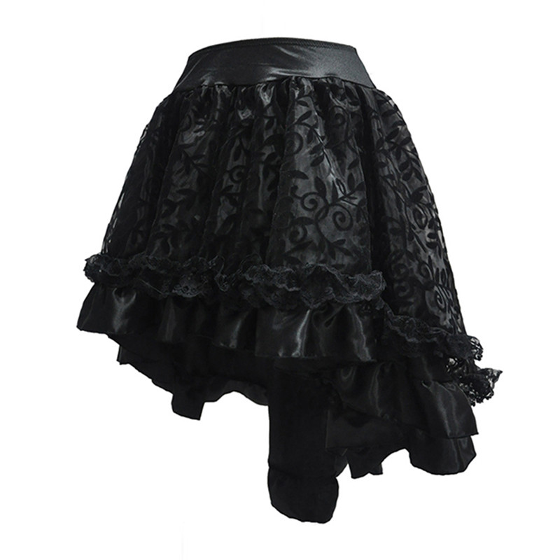 S-6XL Steampunk Gotic Coadă de rândunică Fusta Femei Mini Dantela Volană Costum Tiv Înalt Jos Tinuta de Dans Victorian pentru Fete Plus Size