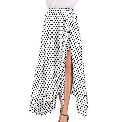 Fusta maxi cu buline de vară pentru femei cu fantă laterală tiv asimetric Fuste lungi retro pentru femei cu talie înaltă faldas mujer moda