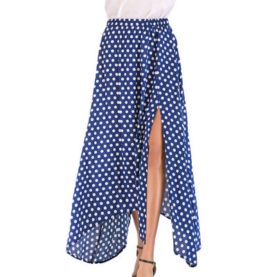 Fusta maxi cu buline de vară pentru femei cu fantă laterală tiv asimetric Fuste lungi retro pentru femei cu talie înaltă faldas mujer moda