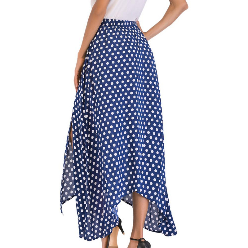 Fusta maxi cu buline de vară pentru femei cu fantă laterală tiv asimetric Fuste lungi retro pentru femei cu talie înaltă faldas mujer moda