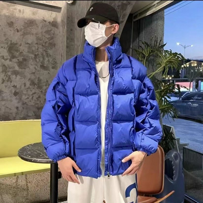 Žieminiai vyriški medvilnine paminkštinta striukė Laisvi, tvirti šilti paltai ilgomis rankovėmis, kryžminėmis, stovinčiomis apykakle, stora parkas vyrams