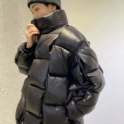 Žieminiai vyriški medvilnine paminkštinta striukė Laisvi, tvirti šilti paltai ilgomis rankovėmis, kryžminėmis, stovinčiomis apykakle, stora parkas vyrams