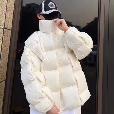 Žieminiai vyriški medvilnine paminkštinta striukė Laisvi, tvirti šilti paltai ilgomis rankovėmis, kryžminėmis, stovinčiomis apykakle, stora parkas vyrams