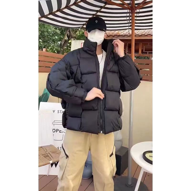 Žieminiai vyriški medvilnine paminkštinta striukė Laisvi, tvirti šilti paltai ilgomis rankovėmis, kryžminėmis, stovinčiomis apykakle, stora parkas vyrams