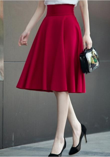 S-5XL Plus Size Sukňa s vysokým pásom, dámske nohavice po kolená, skladaná dlhá sukňa, Saia faldas mujer