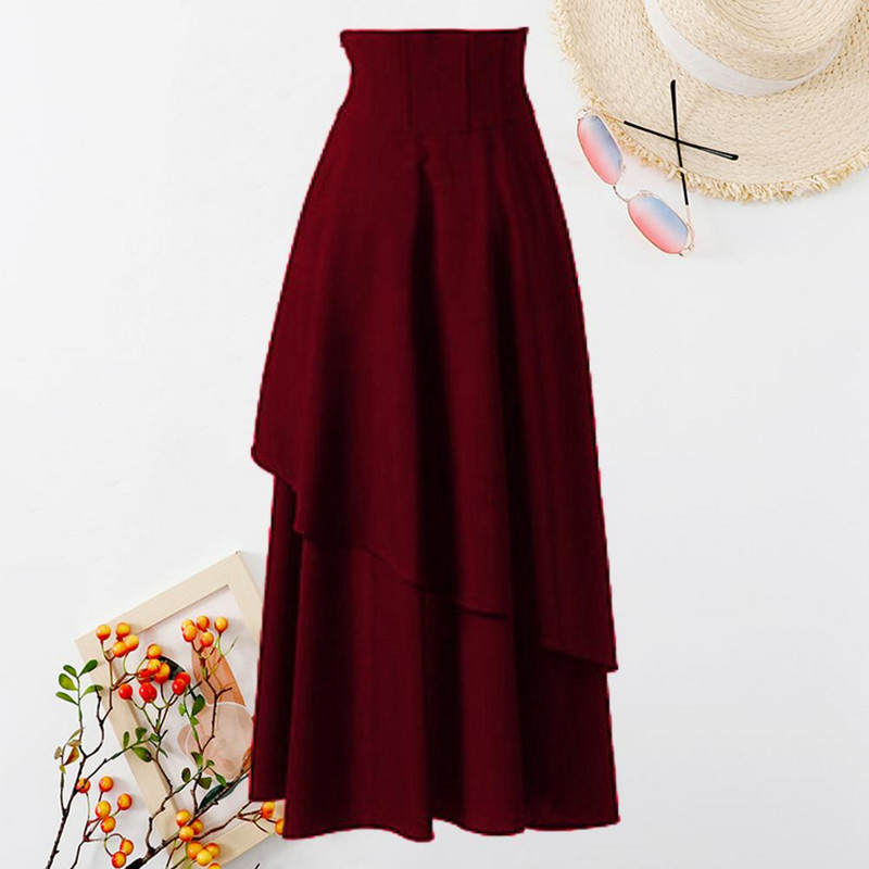 Ženska srednjovjekovna renesansna gotička steampunk kosplay vikinška gusarska nošnja Noć vještica, karnevalska vintage dotjerana dotjerana maksi suknja