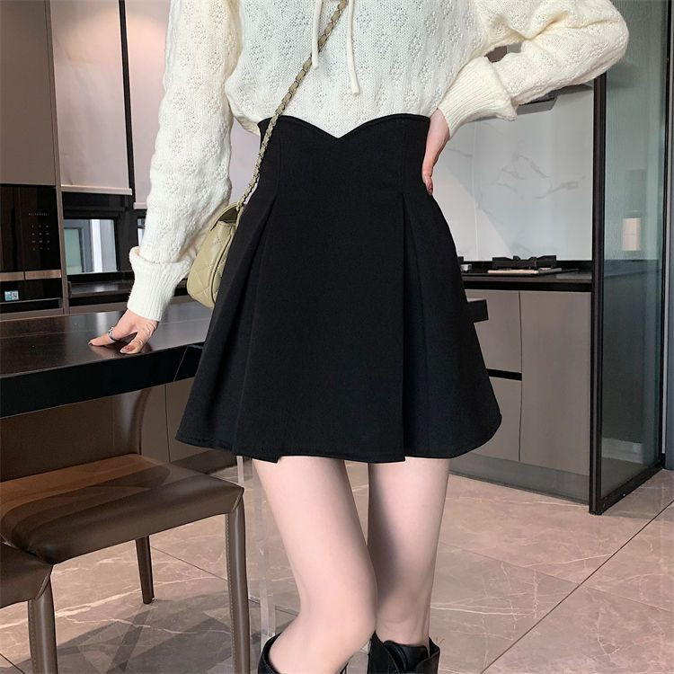 Nosiva plisirana suknja od 100 kg Ženska ljetna 2023. kratka suknja s visokim strukom, crna suknja na bokove, velika veličina