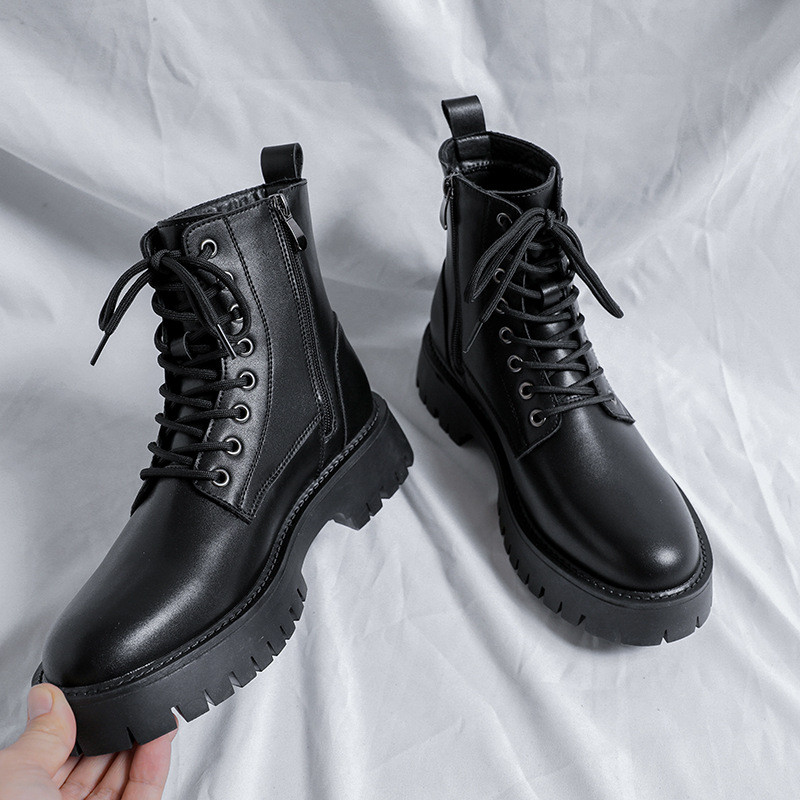 Cizme de motocicletă de modă pentru bărbați în stil coreean pantofi cu platformă de maree neagră cizme de cowboy din de primăvară, de toamnă, pentru bărbați