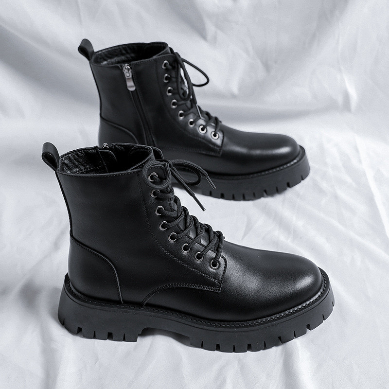 Cizme de motocicletă de modă pentru bărbați în stil coreean pantofi cu platformă de maree neagră cizme de cowboy din de primăvară, de toamnă, pentru bărbați