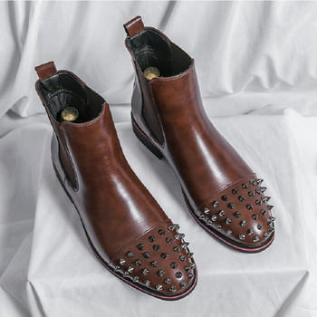 Fashion Rivets Ανδρικές μπότες Chelsea Business Slip-On Ανδρικά παπούτσια Oxfords Luxury Designer Δερμάτινα Επίσημα Παπούτσια Ανδρικά 1AA60