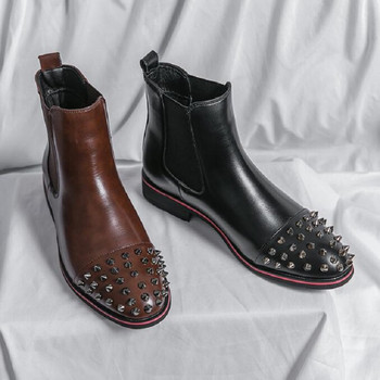 Fashion Rivets Ανδρικές μπότες Chelsea Business Slip-On Ανδρικά παπούτσια Oxfords Luxury Designer Δερμάτινα Επίσημα Παπούτσια Ανδρικά 1AA60
