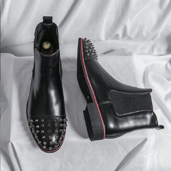 Fashion Rivets Ανδρικές μπότες Chelsea Business Slip-On Ανδρικά παπούτσια Oxfords Luxury Designer Δερμάτινα Επίσημα Παπούτσια Ανδρικά 1AA60