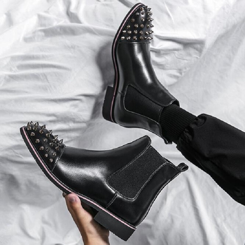 Modne zakovice Muške Chelsea čizme Poslovne natikače Muške oksfordice Luksuzne dizajnerske kožne svečane svečane cipele Muške 1AA60