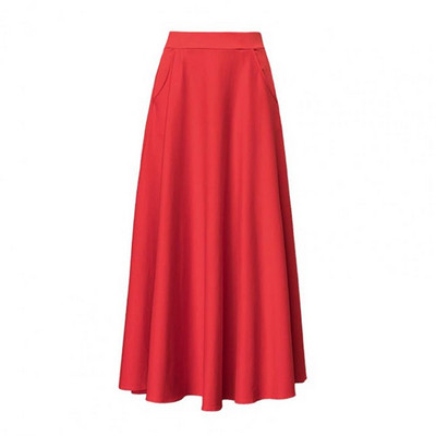 Jednofarebná sukňa, štýlová dámska maxi sukňa v tvare A, vysoký pás, bruško, priedušná tkanina, vrecká po členky na randenie