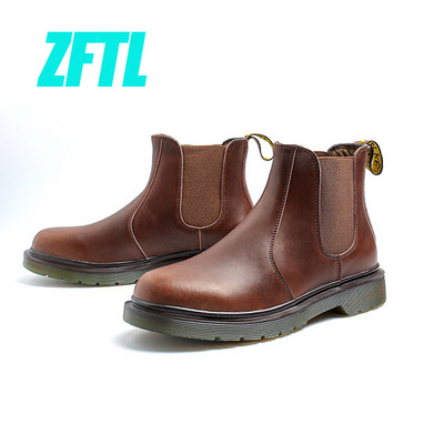 ZFTL muške Chelsea čizme Muške gležnjače Crazy Horse Skin Basic Boots Ležerne natikače Knight čizme Britanske retro okrugle čizme Bots